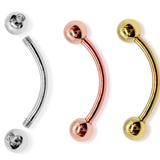 14K Solid Gold Curved Barbell Piercing Body Jewelry for Eyebrow, Vertical Labret, Rook, Cartilage | 18G 16G 14G