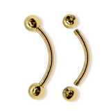 14K Solid Gold Curved Barbell Piercing - 14K Gold Body Piercing for Eyebrow, Lip Studs, Rook Jewelry, Cartilage Bar - 14G and 16G available