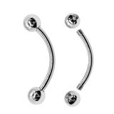 14K White Gold 16G Curved Barbell Piercing - 14K Gold Body Piercing for Eyebrow, Lip piercing, Rook Jewelry, Cartilage Bar
