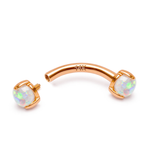 14K Gold Opal Eyebrow Barbell – 14G 16G Internally Threaded Piercing Jewelry
