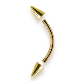 14K Solid Gold Spike Eyebrow Piercing Jewellery Curved Barbell Cones - 1pc Each Order
