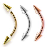 14K Solid Gold Spike Eyebrow Piercing Jewellery Curved Barbell Cones - 1pc Each Order