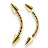 14K Solid Gold Spike Eyebrow Piercing Jewellery Curved Barbell Cones - 1pc Each Order