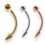 14K Solid Gold Spike Vertical Labret Stud Lip Piercing Curved Barbell - Gold Body Jewellery for Eyebrows and Ear Piercings- 1pc Each Order