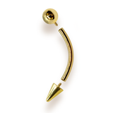 14K Solid Gold Internal Threaded Spike Curved Barbell, Vertical Labret Stud Lip Piercing - Body Jewellery Also for Eyebrows - 1pc each order
