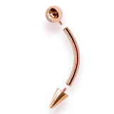 14K Solid Gold Internal Threaded Spike Curved Barbell, Vertical Labret Stud Lip Piercing - Body Jewellery Also for Eyebrows - 1pc each order