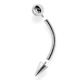 14K Solid Gold Internal Threaded Spike Curved Barbell, Vertical Labret Stud Lip Piercing - Body Jewellery Also for Eyebrows - 1pc each order