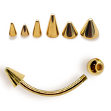 14K Solid Gold Spike Vertical Labret Stud Lip Piercing Curved Barbell - Gold Body Jewellery for Eyebrows and Ear Piercings- 1pc Each Order