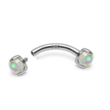 14K Gold Opal Eyebrow Barbell – 14G 16G Internally Threaded Piercing Jewelry