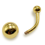 14K Solid Gold Belly Bar - 16G 14G Navel Ring - Body Piercing 10mm Belly Button Jewelry - Both Ball Screws Out