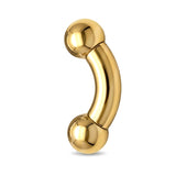 14K 4 Micron Gold Solid Silver Prince Albert Piercing Big gauges Curve Barbells: Internally Threaded 12G-0G
