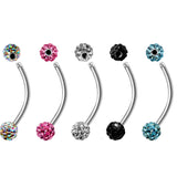 Bridge Piercing Jewelry High Nostril with Disco Ball CZ Crystal - Titanium 18g 16g 14g Curved Bar Piercing also for Eyebrow, Lip Barbell