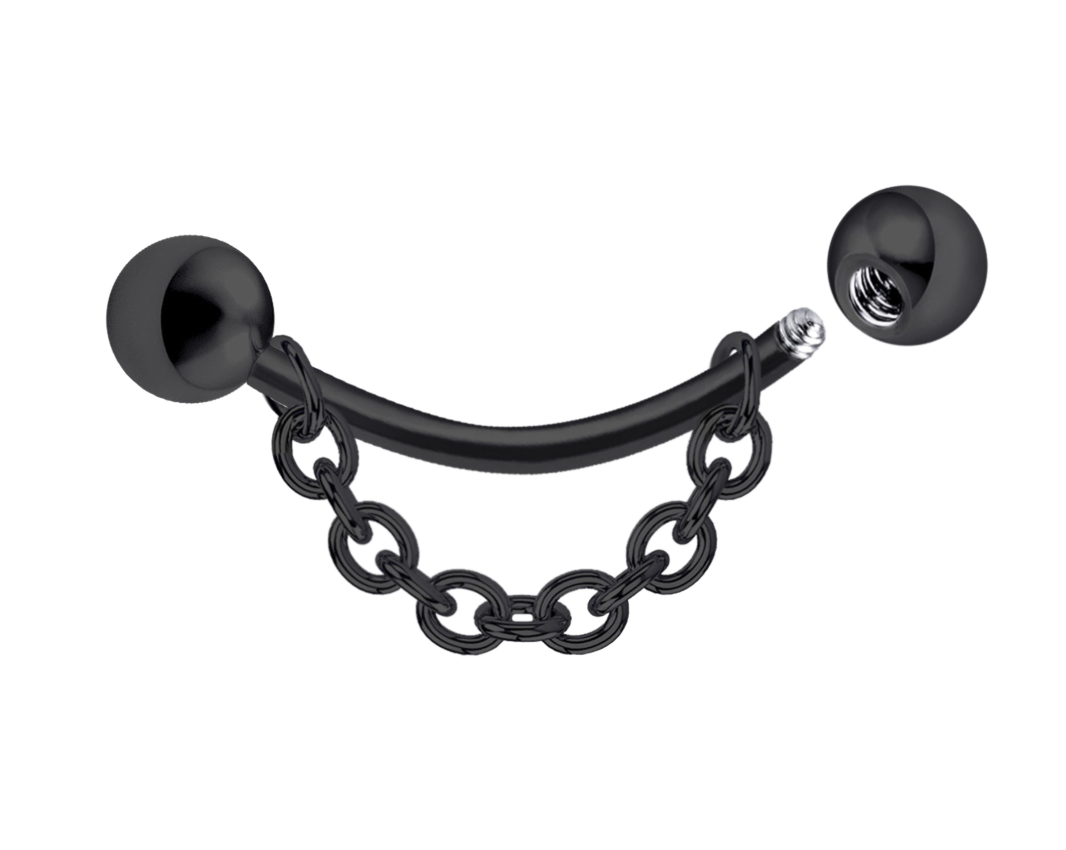 Titanium Eyebrow Jewelry Piercing with Chains - 18g 16g 14g Curved Barbell, Body Jewellery Gold, Rose Gold, Black & Steel