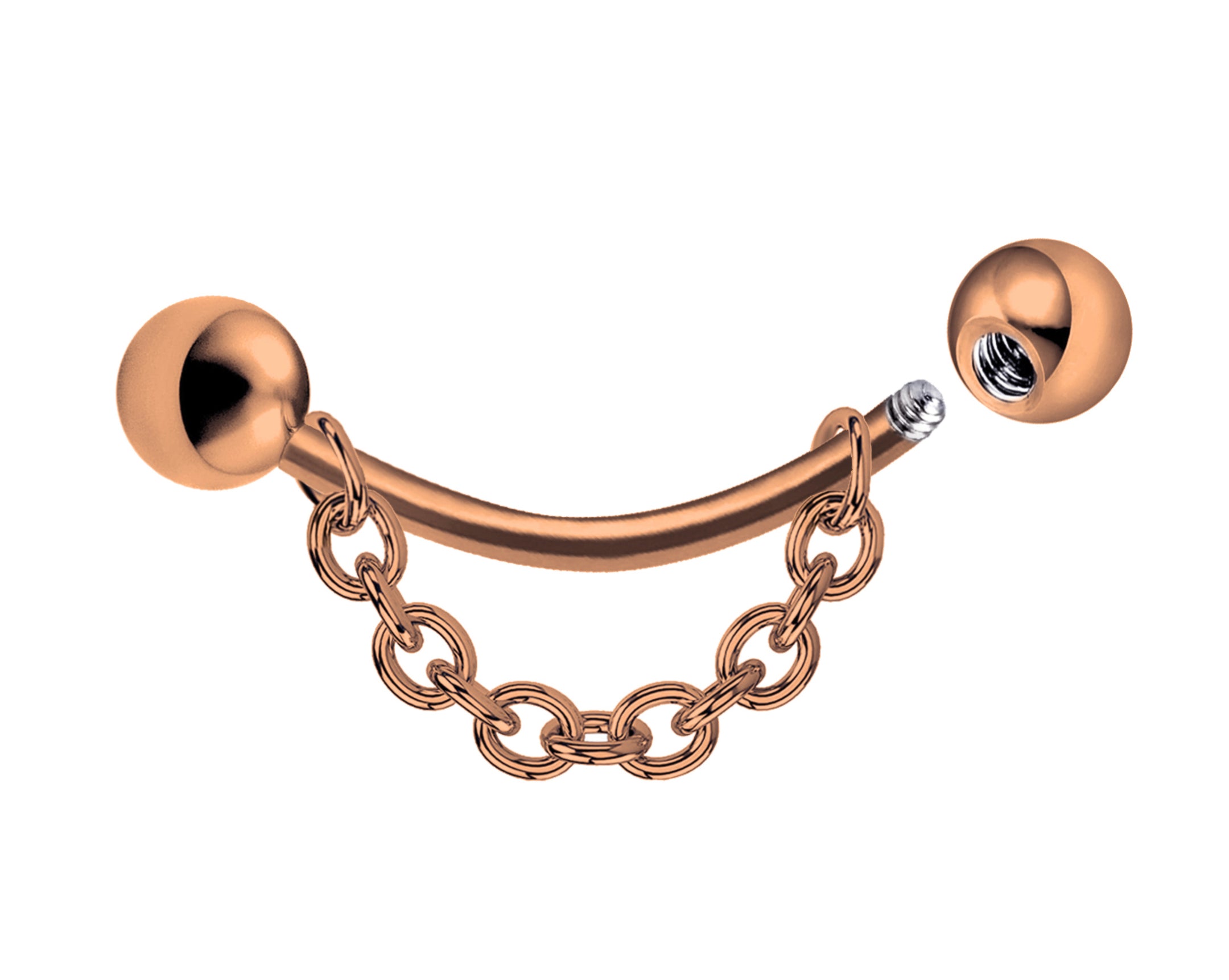 Titanium Eyebrow Jewelry Piercing with Chains - 18g 16g 14g Curved Barbell, Body Jewellery Gold, Rose Gold, Black & Steel