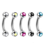 Titanium Rook Piercing Jewelry Earring with Gem Ball Crystal - 18g 16g 14g Curved Bar Body Piercing, Ear Piercing, Rook Earring