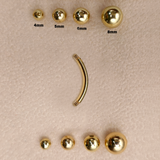 14K Solid Gold Belly Bar - 16G 14G Navel Ring - Body Piercing 10mm Belly Button Jewelry - Both Ball Screws Out