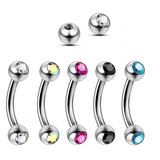 Titanium Jestrum Jewelry, Vertical Medusa Lip Jewelry with Gem Ball Crystals - 18g 16g 14g Curved Bar - Also Piercing Stud for Eyebrows