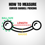 14K 4 Micron Gold Solid Silver Prince Albert Piercing Big gauges Curve Barbells: Internally Threaded 12G-0G