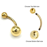 14K Solid Gold Belly Bar - 16G 14G Navel Ring - Body Piercing 10mm Belly Button Jewelry - Both Ball Screws Out