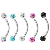 Clit Hood Piercing, VCH piercing jewelry - Titanium Curved Barbell with Epoxy Coating Disco Ball Crystals - Genital Piercing