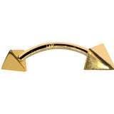 14K Gold 3 Side Pyramid Design Spike Eyebrow Piercing Curved Barbell Piercing, Cartilage Piercing, Belly Ring - 14G Body Jewellery