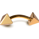 14K Gold Pyramid Design Spike Eyebrow Piercing Curved Barbell Piercing, Cartilage Piercing, Belly Ring - 14G Body Jewellery Gold Bent Bar