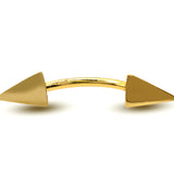 14K Gold Spike Pyramid Curved Barbell Piercing, Eyebrow Piercing, Cartilage Piercing, Belly Ring - 16G Body Jewellery Gold Bent Bar