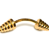 14K Gold Dumbbell Design Eyebrow Piercing Curved Barbell Piercing, Cartilage Piercing, Belly Ring - 16G Body Jewellery Gold Bent Bar