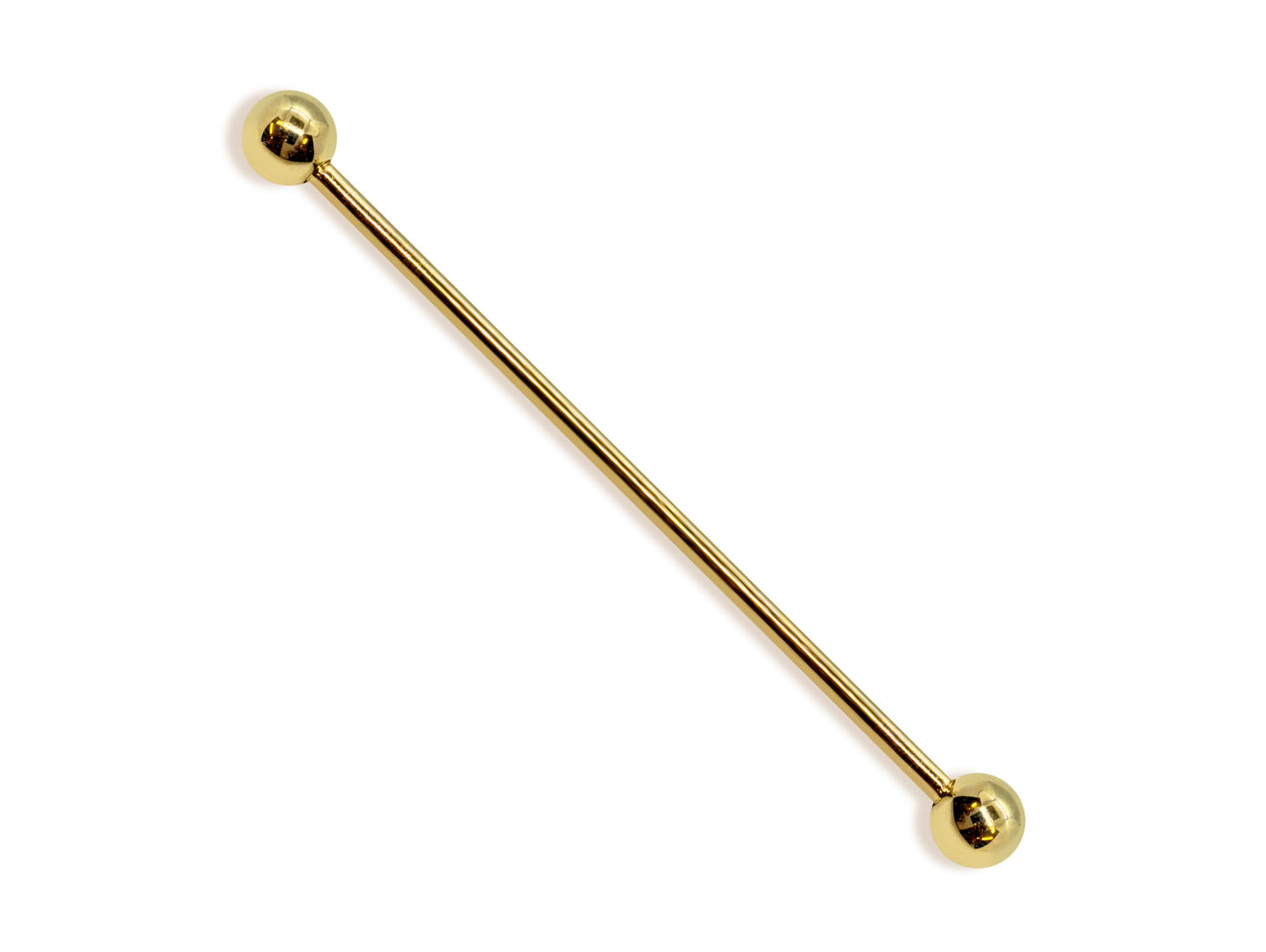 14G (1.6mm) | 14K Solid Gold Industrial Barbell, Scaffold Piercing Body Jewellery