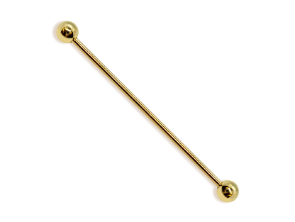 14G (1.6mm) | 14K Solid Gold Industrial Barbell, Scaffold Piercing Body Jewellery