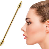 14G (1.6mm) | 14K Solid Gold Cone/Spike Industrial Barbell, Scaffold Piercing Body Jewellery