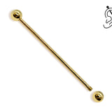 14G (1.6mm) | 14K Solid Gold Industrial Barbell, Scaffold Piercing Body Jewellery