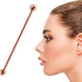 10K 14K 18K Rose Gold Industrial Barbell, 16G 14G Scaffold Piercing Body Jewellery