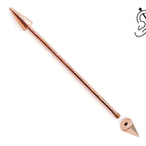10K 14K 18K Rose Gold Cone/Spike Industrial Barbell, Scaffold Piercing Body Jewellery