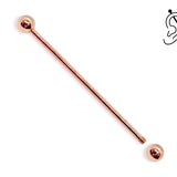 10K 14K 18K Rose Gold Industrial Barbell, 16G 14G Scaffold Piercing Body Jewellery