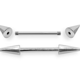 10K 14K 18K White Gold Cone/Spike Industrial Barbell, Scaffold Piercing Body Jewellery