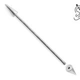 10K 14K 18K White Gold Cone/Spike Industrial Barbell, Scaffold Piercing Body Jewellery