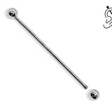 16G (1.2mm) | 14K White Gold Industrial Barbell, Scaffold Piercing Body Jewellery