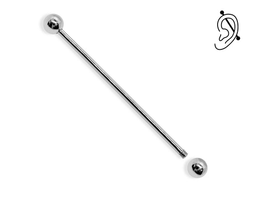 14G (1.6mm) | 14K White Gold Industrial Barbell, Scaffold Piercing Body Jewellery