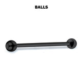 Titanium Black Barbell Piercing 18g 16g 14g Straight barbell Stud for Tongue, Nipple Jewelry, Industrial Bar, Nose Bridge, Ear Piercing