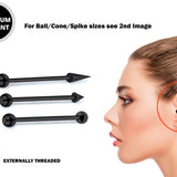 Titanium Black Barbell Piercing 18g 16g 14g Straight barbell Stud for Tongue, Nipple Jewelry, Industrial Bar, Nose Bridge, Ear Piercing