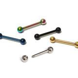 Titanium Nose Bridge Straight Barbell Piercing - 18g 16g 14g Externally Threaded - Body Piercing Also for Tongue Bar, Nipple Bar