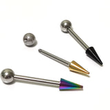 Cartilage Piercing, Spike Helix Earring with Colorful Top Spike, Long Spike & Extra Long Spike Barbell Earring - Titanium 14G (1.6mm)