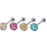 Sexy Flat Tongue Piercing Jewelry Titanium 14G Tongue barbell with Acrylic Coated Multiple CZ Crystal - Barbell Studs, Tongue Ring