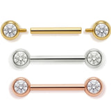 14K Gold Front Gem Nipple barbell piercing, Body Jewellery | 14G 16G