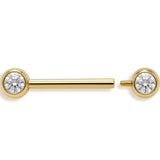 14K Gold Front Gem Nipple barbell piercing, Body Jewellery | 14G 16G