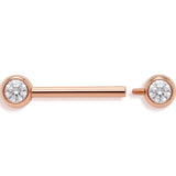 14K Gold Front Gem Nipple barbell piercing, Body Jewellery | 14G 16G