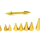 Titanium Gold Cone / Spike Nipple Barbell, Nipple Jewelry Studs 16g 14g Nipple Piercing - Straight Barbell Externally Threaded