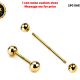 14G (1.6mm) | 14K Solid Gold Industrial Barbell, Scaffold Piercing Body Jewellery