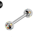 Titanium Nipple Barbell with Multi Stone Crystal, Nipple Jewelry Studs 16g 14g Nipple Piercing - Externally Threaded